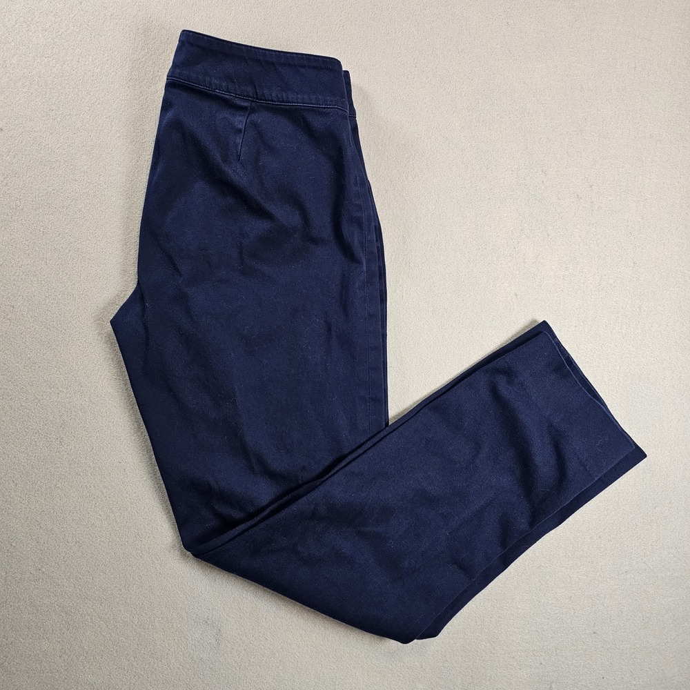 Lauren Ralph Lauren Pants Womens 2P Petite Navy Gold Button Stretch Slit Hem